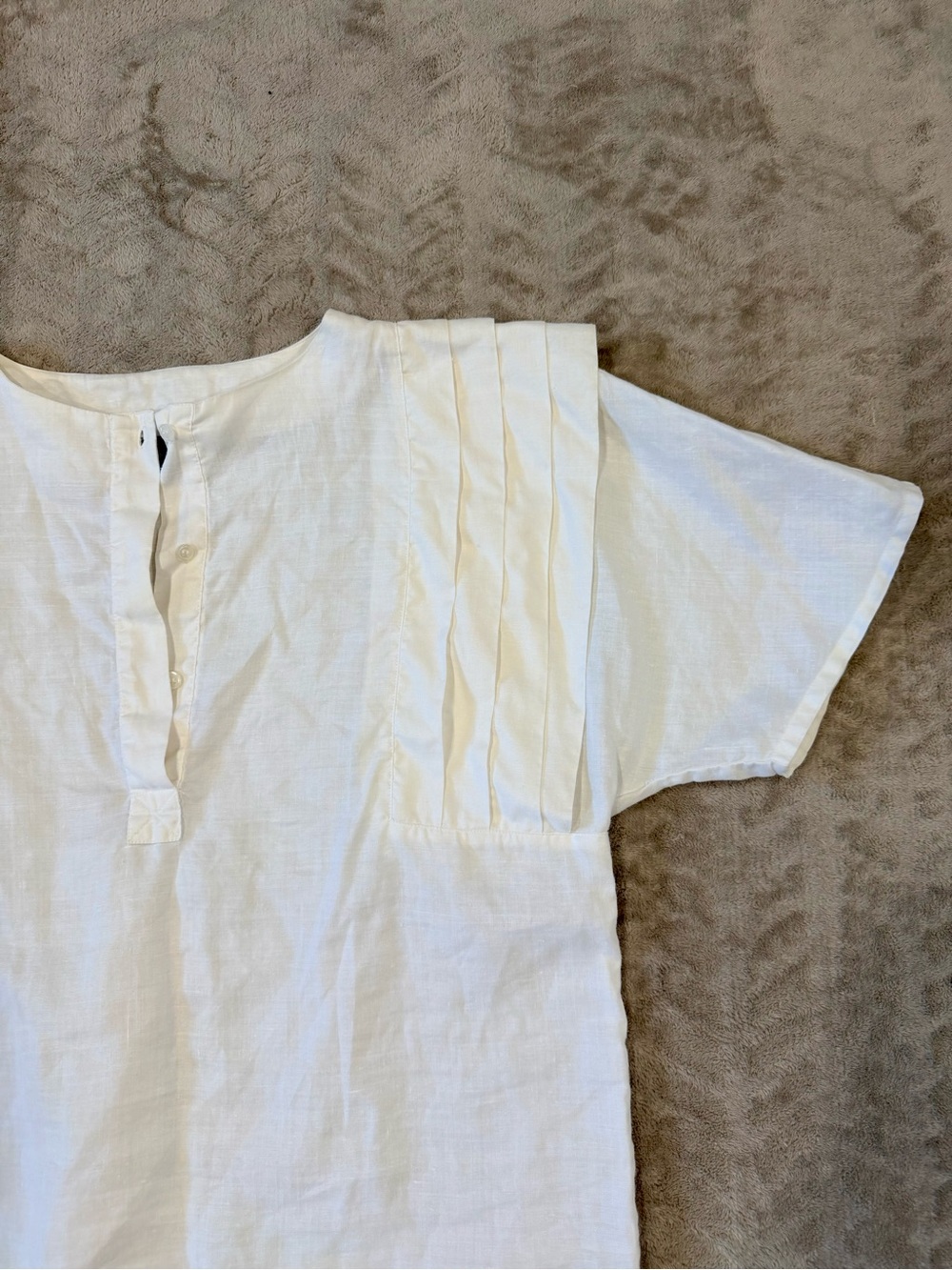 Vintage Jean for Joseph Le Bon White 100% Ramie Pleated Blouse Top Size 14 - Picture 2 of 8